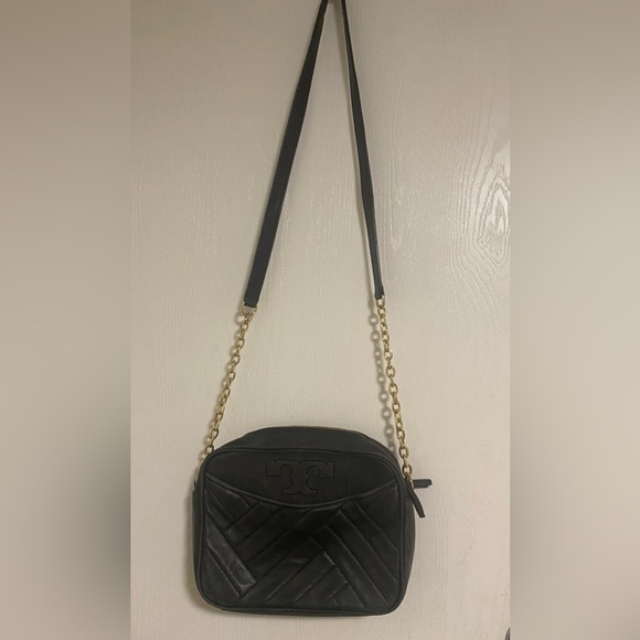 Tory Burch Alexa Stitch Quilted Camera Bag Black Crossbody - Picture 2 of 5